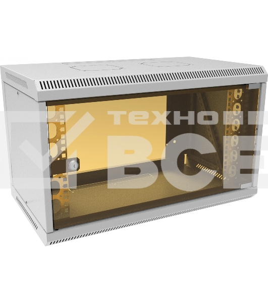 Шкаф коммутационный Suprlan (05-1060) настенный 6U 600x350мм пер.дв.стекл направл.под закл.гайки 70кг RAL 7035 285мм 13.3кг 360мм