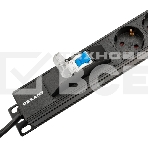 Блок распределения питания Rexant для 19' шкафов, вертикальный, 20 розеток СЕЕ 7/4, 16А, автомат защиты, алюм корп, шнур 2м, вилка СЕЕ 7/7, фото 1