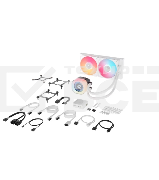 Система жидкостного охлаждения Water Cooling System Corsair iCUE LINK TITAN 240 RX LCD (240мм, белый, RGb/Fans: 2x120мм, 73.5CFM, 36dBA, 2100RPM/S: 1851, 1700, AM5, AM4)