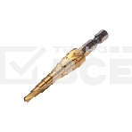 Сверло ступенчатое Kranz 4-5-6-7-8-9-10-11-12мм, Р6М5, ТИТАН, шестигр. хвостовик, фото 1