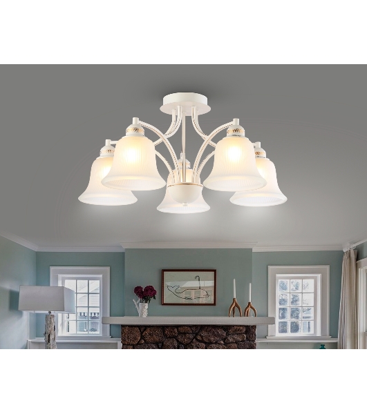 Светильник Ambrella light TR3050/5 WH/GD/FR белый/золото/белый матовый E27/5 max 40W D630*320