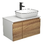Комплект для ванной, 3 предмета (тумба Bau Dream Blackwood 80 + раковина BAU Stil Black Rand 50х40, белая, смеситель высокий Hotel Black), фото 1