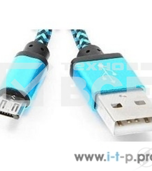 Кабель Gembird USB 2.0 Cablexpert CC-mUSB2bl1m, AM/microBM 5P, 1м, нейлоновая оплетка, алюминиевые разъемы, синий, пакет