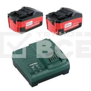 Набор аккумуляторов Metabo в + ЗУ 2 акк 4.0Ач 18В+ЗУ ASC 30-36