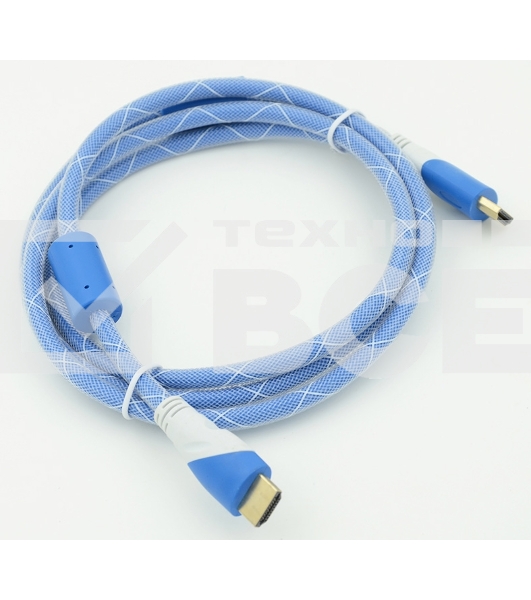 Кабель HDMI Ver.1.4 синий/белый jack HDMI19 (m)/HDMI19 (m) 1.8м феррит.кольца позолоченные контакты
