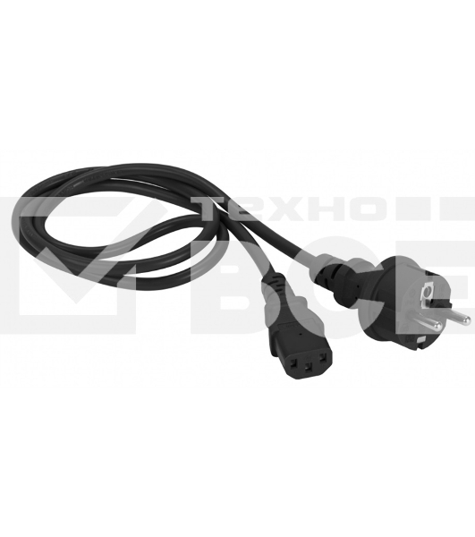 Шнур питания C13-Schuko прямая, 3х0.75, 220В, 10А, черный, 2 метра