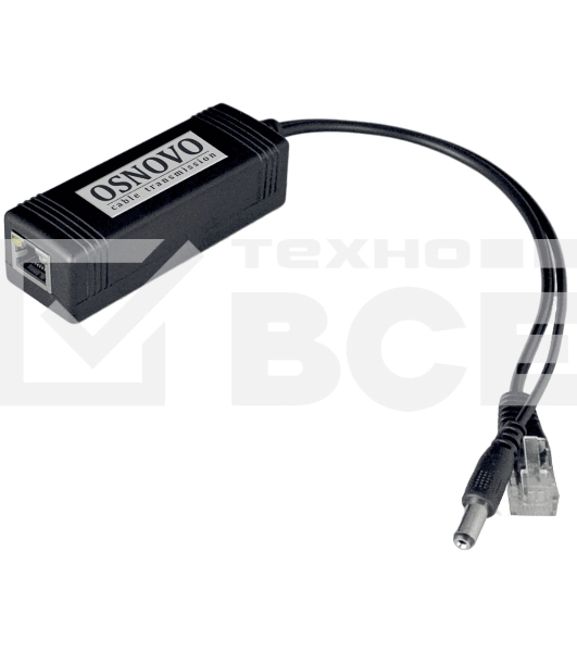 Сплиттер PoE Splitter/2 Osnovo Fast Ethernet. PoE IEEE 802.3af.- RJ45(10/100 Base-T, IE