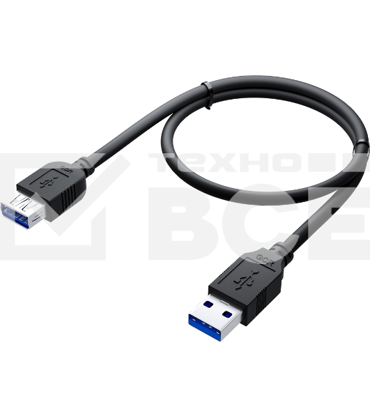 Удлинитель GCR  3.0m USB 3.0, AM/AF, черный, GCR-52702