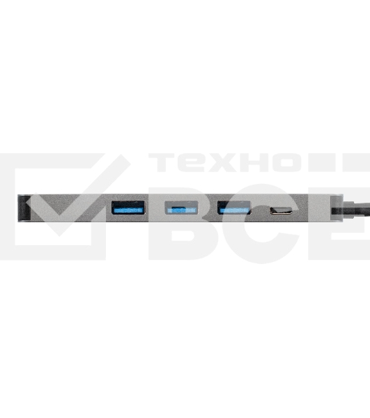 Док-станция ExeGate DUB-31C/PD/H (кабель-адаптер USB Type-C --> 3xUSB3.0 + PD 60W + HDMI 4K@30Hz, Plug&Play, серый)