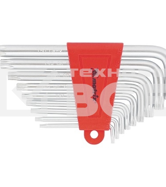 Набор ключей имбусовых TORX, 9 шт., T10-T50, CrV, короткие, сатин. Matrix