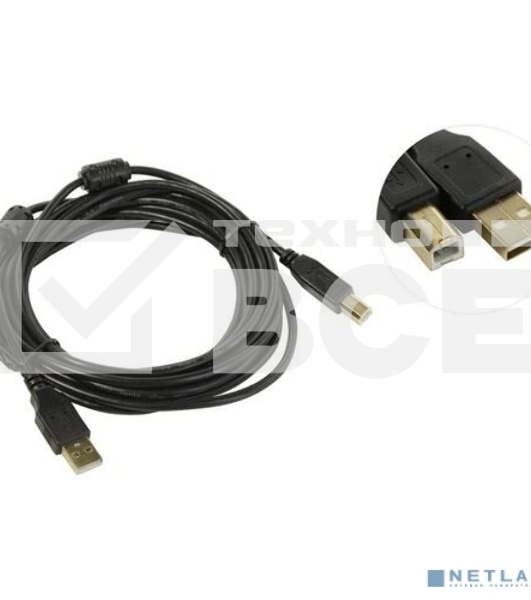 Проф. кабель 5bites UC5010-050A EXPRESS USB2.0, AM-BM, FERRITES, 5M, черный