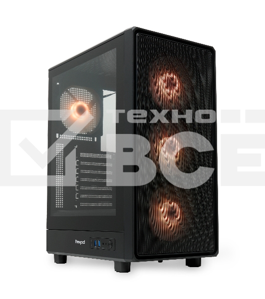 Компьютерный корпус  HSPD M510, Mesh Mid Tower, черный, TG, 0.5 SPCC, 4x120mm ARGB ATX, mATX, mITX 180/280/160mm 1x2.5