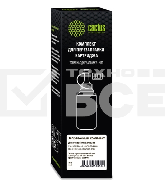 Тонер Cactus CS-RK-MLT-D101S черный флакон 90гр. (в компл.:чип) для принтера Samsung ML-2160/SCX-3400