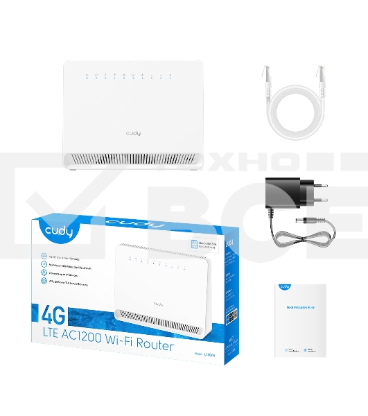 Маршрутизатор AC1200 Wi-Fi 4G LTE Cat.4 Router, AC1200 Wi-Fi,  build-in 4G LTE modem,  4 10/100M RJ45 Ports,  Nano SIM Slot, 300Mbps at 2.4GHz + 867Mbps at 5GHz, Internal antennas,  PPTP/L2TP/OpenVPN/WireGuard VPN, DNS over Cloudflare/Google/Quad9, DDNS, 