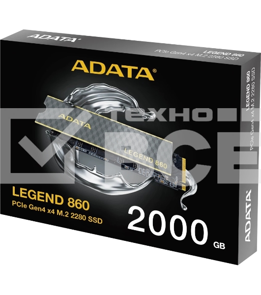 Накопитель SSD ADATA LEGEND 860, 2Tb, PCIe 4.0 x4, M.2 2280, NVMe, R/W 6000/5000, с радиатором