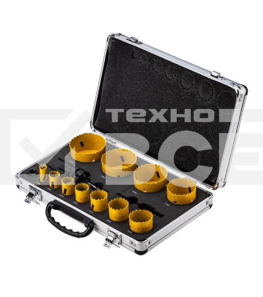 Набор коронок Bimetal (14, 20, 22, 25, 30, 35, 40, 51, 60, 64, 67), 16 предметов, металлический кейс Kranz