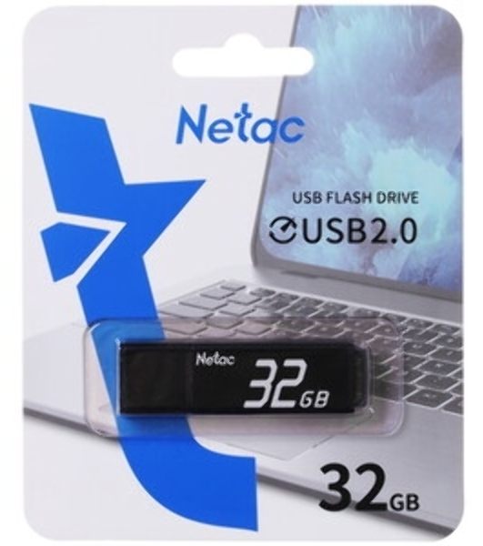 Флешка USB Netac U351 (NT03U351N-032G-20BK), 32Gb, USB 2.0, R/W 25/10, черный