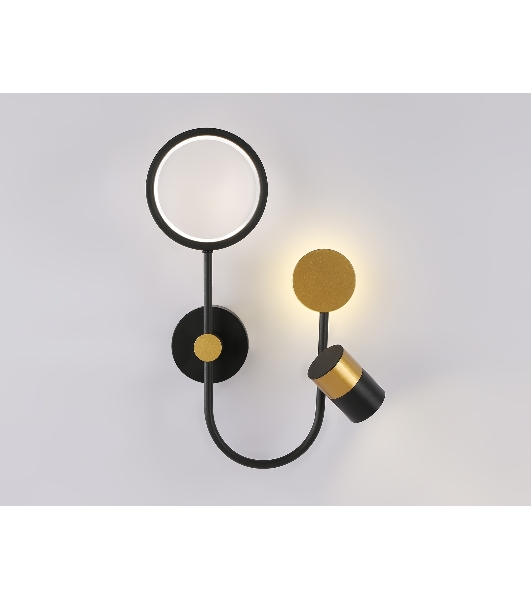 Настенный светодиодный светильник со сменной лампой Ambrella light FL51602/3 BK/GD черный/золото 11W 4200K+GU10 424*275*100