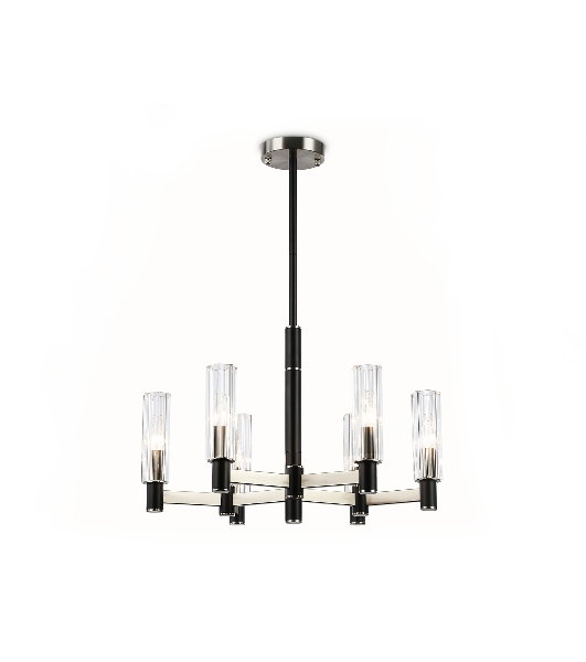 Люстра Ambrella light LH55501/6 SN/BK/CL сатин никель/черный/прозрачный E14*6 max 40W D570*760