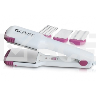 Выпрямитель Centek CT-2005 (бел/роз) 35Вт, гофре, 4 насадки, LED индикатор, широкие пластины