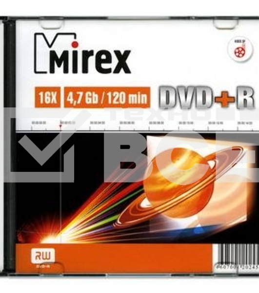 Диск DVD+R Mirex 4.7 Gb, 16x, Slim Case (1), (1/200)