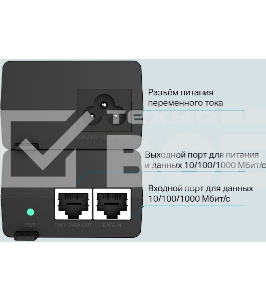 Инжектор PoE Gigabit PoE Injector, 802.3af/at compliant