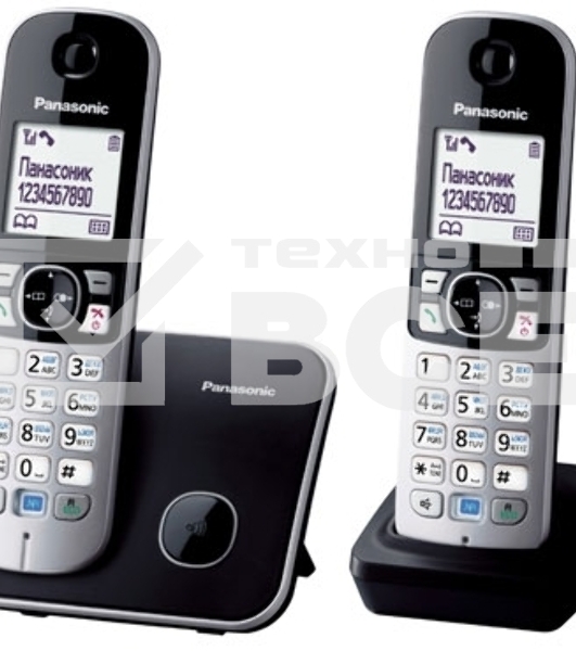 Телефон беспроводной (DECT) Panasonic KX-TG6812RU черный (труб. в компл.:2шт) АОН