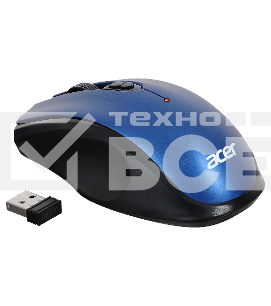 Мышь беспроводная Acer OMR031 черный/синий, 1600 dpi, радиоканал, USB, кнопки - 4