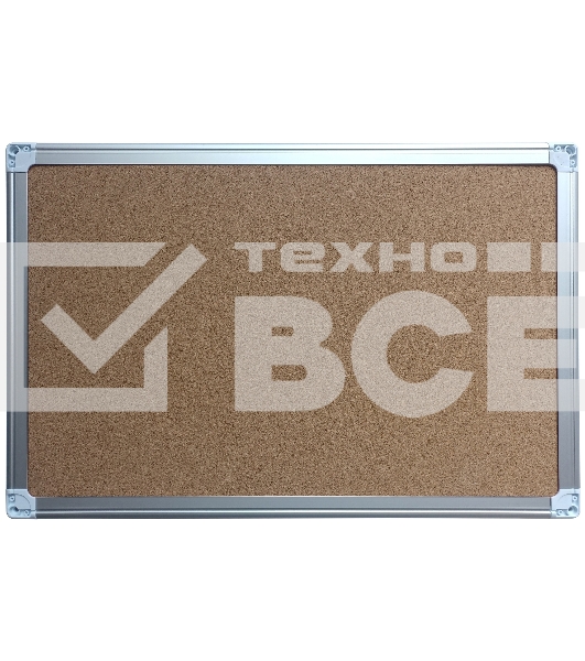Доска офисная 654005-02 пробковая, 60х90см, 1 секция, 1 рабочая поверхность, алюминиевая рамка, карт
