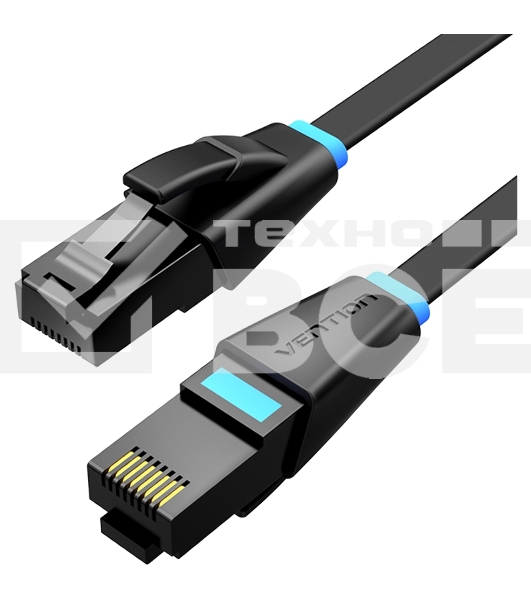 Патч-корд Vention прямой UTP cat.6, RJ45 - 5м. плоский Черный