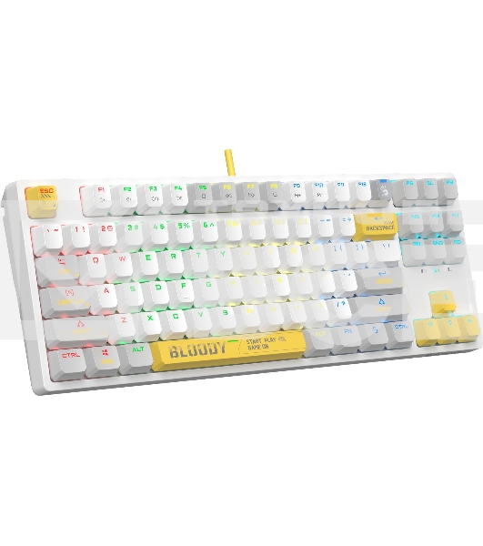 Клавиатура A4Tech Bloody S87 Energy (S87 USB ENERGY WHITE) проводная USB белый/жёлтый