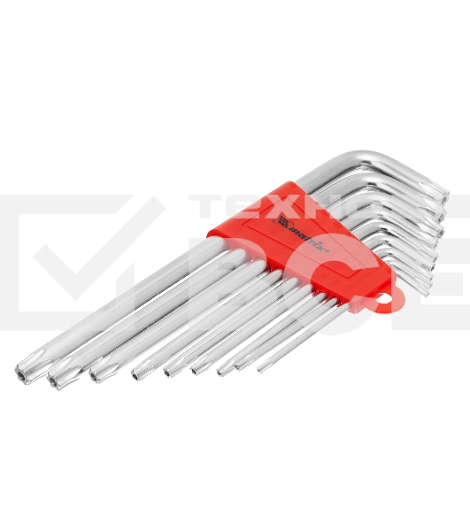 Набор ключей MATRIX имбусовых TORX, 9 шт: T10-T50, CrV, удлиненные, сатин. MATRIX 12306
