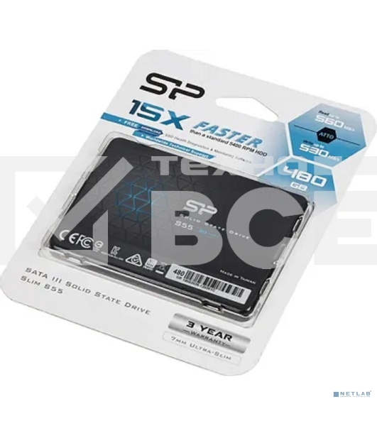 Накопитель SSD Silicon Power Slim S55, 480Gb, SATA, 2.5