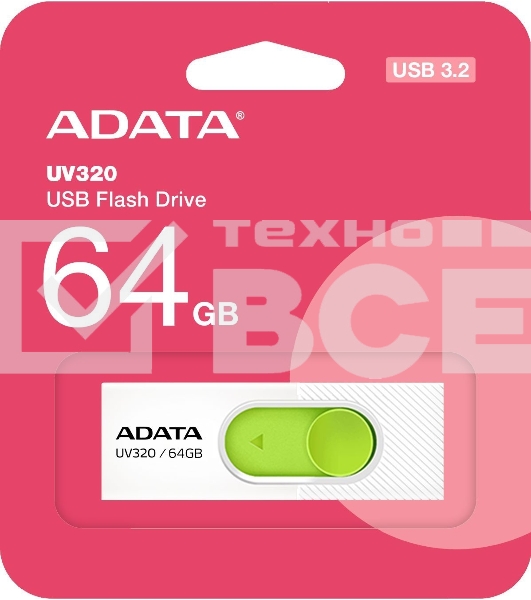 Флеш диск 64GB USB 3.2 Gen1 AUV320-64G-RWHGN White/Green
