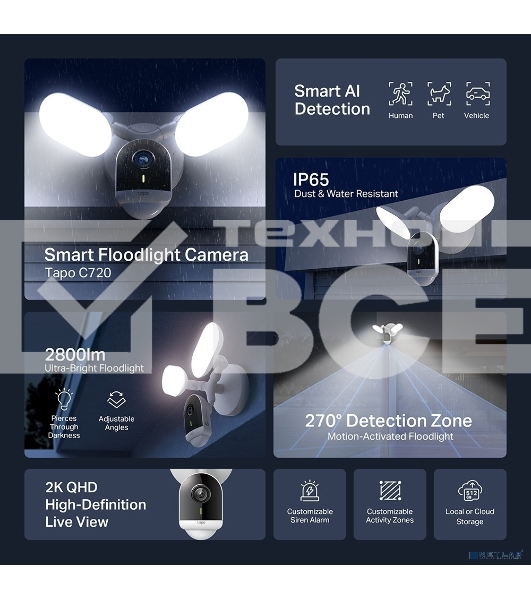 Камера видеонаблюдения IP TP-Link Tapo C720 Wi-Fi 2.1-2.1мм цв. корп.:белый