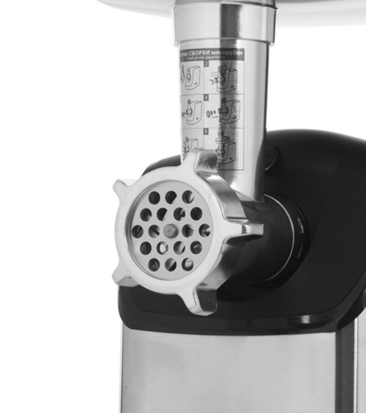 Мясорубка электрическая ARESA AR-2107 серебристый, 2500 Вт, 2.8 кг/мин, реверс, защита от перегрузки, насадки - 5