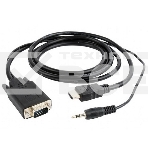 Кабель HDMI->VGA Cablexpert A-HDMI-VGA-03-6, 19M/15M + 3.5Jack, медь, позол.разъемы, 1.8м, черный, пакет, фото4