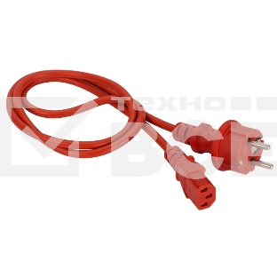Шнур питания C13-Schuko прямая, 3х0.75, 220В, 10А, красный, 2 метра