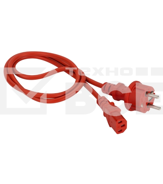 Шнур питания C13-Schuko прямая, 3х0.75, 220В, 10А, красный, 2 метра
