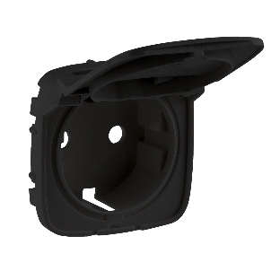 Лицевая панель розетки 2К+З с крышкой.Антрацит