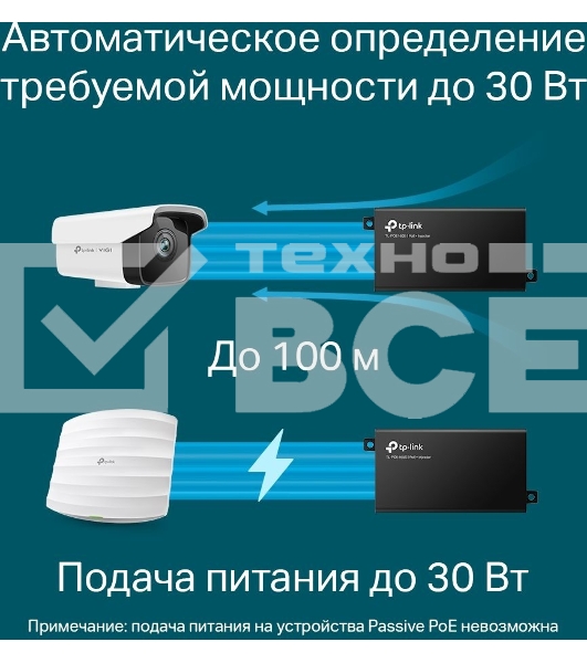 Инжектор PoE Gigabit PoE Injector, 802.3af/at compliant