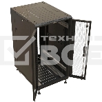 Шкаф коммутационный Hyperline (TTBR-1866-DD-RAL9004) напольный 18U 600x600мм пер.дв.перфор.2ств. задн.дв.перфор. 1000кг черный 510мм 53.8кг 988мм IP20 сталь, фото 1