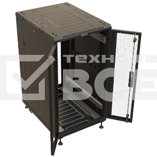 Шкаф коммутационный Hyperline (TTBR-1866-DD-RAL9004) напольный 18U 600x600мм пер.дв.перфор.2ств. задн.дв.перфор. 1000кг черный 510мм 53.8кг 988мм IP20 сталь