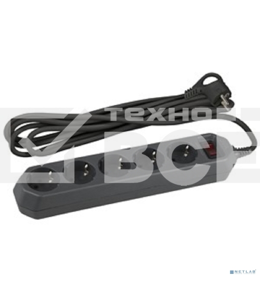 Сетевой фильтр ЭРА USF-5es-5m-B черный с заземл, 3x0,75 мм2, с выкл, 5 гн, 5 м (20/500)