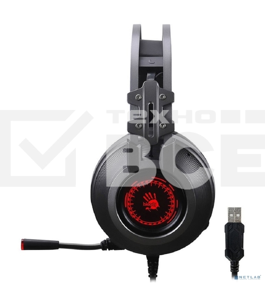 Наушники с микрофоном A4Tech Bloody J527 серый 2м мониторные USB оголовье (J527)