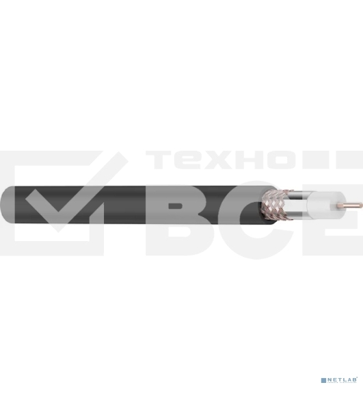 Кабель коаксиальный Rexant RG-6U+Cu, 75 Ом, Cu/Al/Cu, 64%, бухта 100 м, черный OUTDOOR