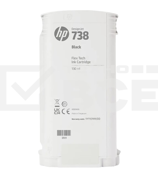 Картридж HP 738 для HP DesignJet T850, T950 MFP,Black, 130ml (ориг) 498N4A