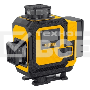 Лазерный уровень мультипризменный DLV-360-4C, 30 м, зеленый луч, Li-Ion 2,4 Aч, кейс Denzel