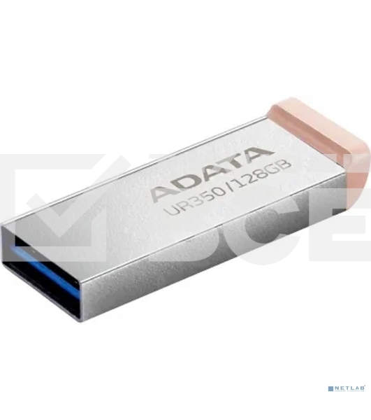 Флешка USB ADATA UR350 (UR350-128G-RSR/BG), 128Gb, USB 3.2, R/W 100/15, серебристый/коричневый