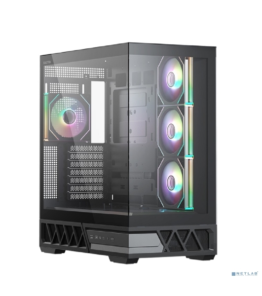 Компьютерный корпус XASTRA Q700 4ARGB-C10-UC Black ATX/Aquarium/Screewless/4x120mm ARGB PWM mirror fans/Argb+PWM HUB 10port/Type C Q700-4FM12A-C10-UC